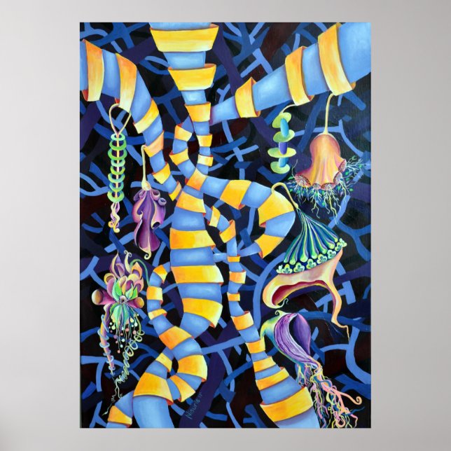 Luminescens - Exotiska orkidéer tropiska Mönster Poster (Framsidan)