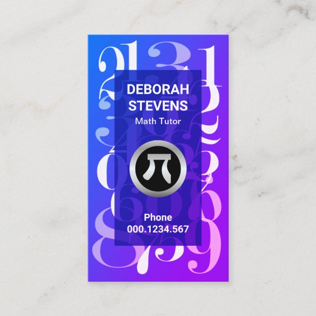 Luminescent Blue Mathematiques Numbers matematiklä Visitkort (Framsida)