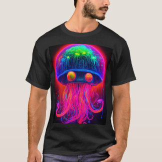 "Luminescent Dance: Jellyfish on Blek Black Pape T Shirt