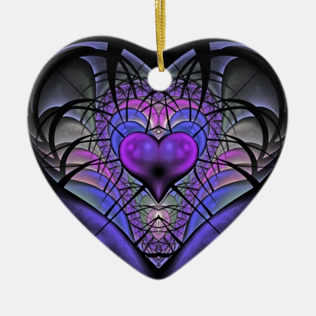 Luminescent prydnad för hjärtaFractalträd Julgransprydnad Keramik (Framsidan)