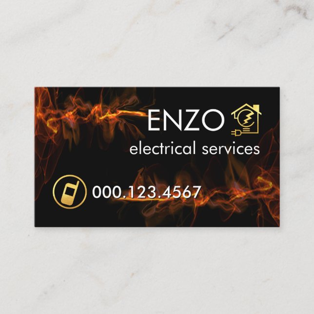 Luminescent Red Lightning Wave Electrician Visitkort (Framsida)
