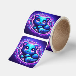 Luminescerande Kitty 6 Fyrkantigt Klistermärke