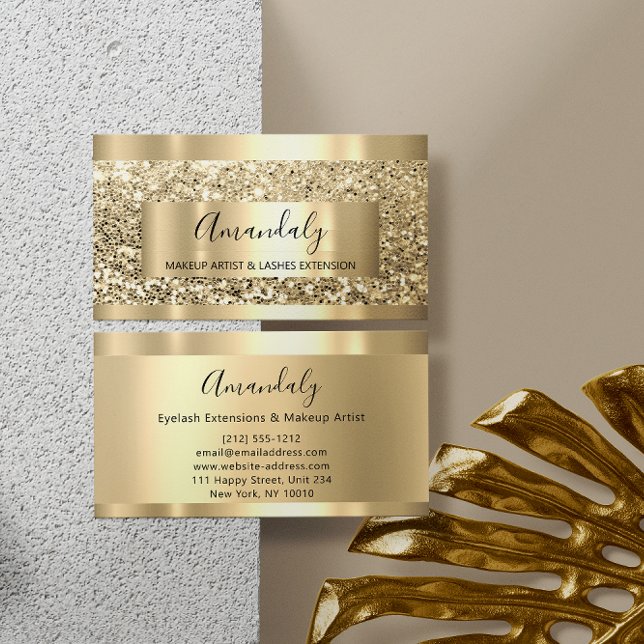 Luminiscens för händelsetabell för glitter VIP Gul Visitkort (Glitter VIP Gold Frame Event Planner Luminous Business Card)