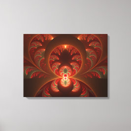 Luminös Abstrakt Modern Orange Red Fractal Canvastryck