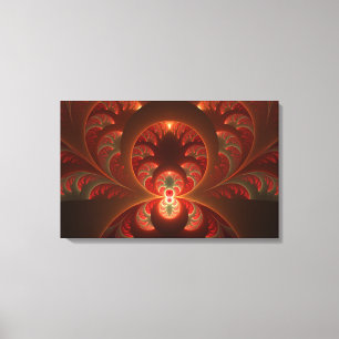 Luminös Abstrakt Modern Orange Red Fractal Canvastryck