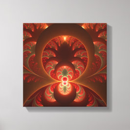Luminös Abstrakt Modern Orange Red Fractal Canvastryck