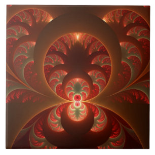 Luminös abstrakt, modern orange röd factal kakelplatta