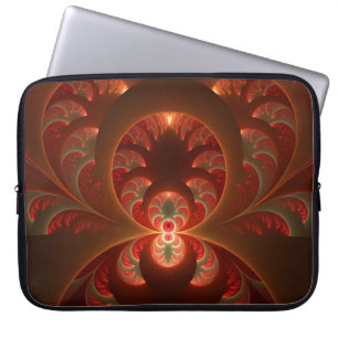 Luminös abstrakt, modern orange röd factal laptop fodral