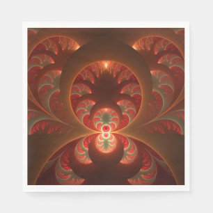 Luminös abstrakt, modern orange röd factal pappersservett