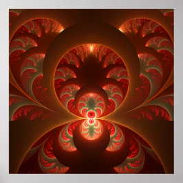 Luminös abstrakt, modern orange röd factal poster