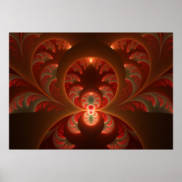 Luminös abstrakt, modern orange röd factal poster