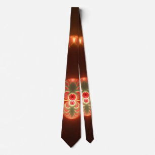 Luminös abstrakt, modern orange röd factal slips