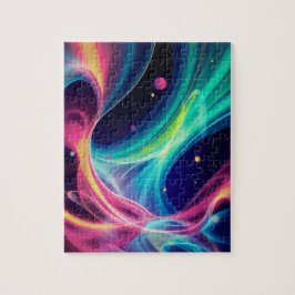 Luminös Abstrakt Swirls- Vibrant Cosmic Energy Pussel