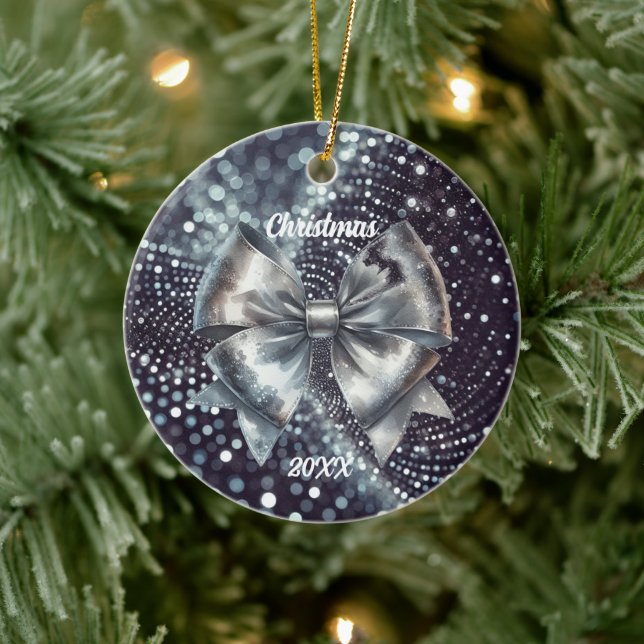 Luminös årsdekoration för Silver metallfack Julgransprydnad Keramik (Träd)