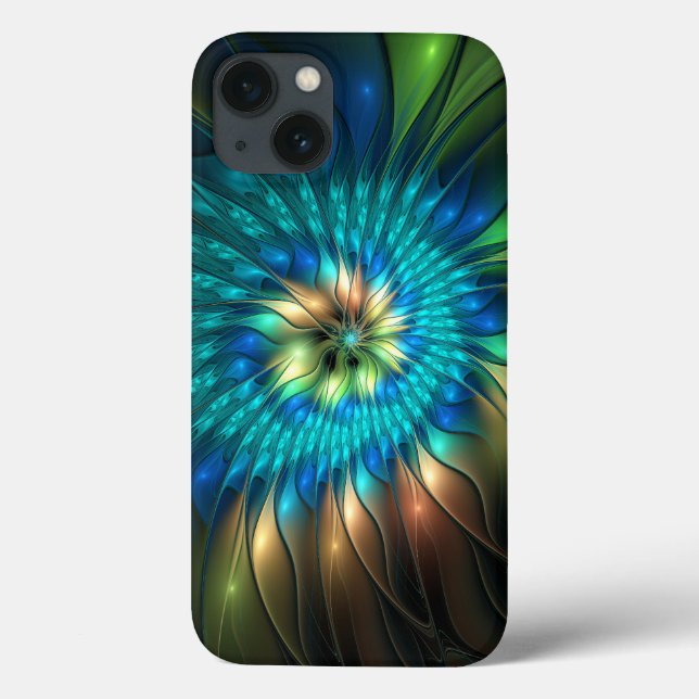 Luminös Fantasy Flower, Colorful Abstrakt Fractal (Baksida)