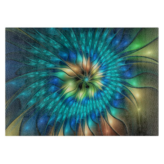 Luminös Fantasy Flower, Colorful Abstrakt Fractal (Framsidan)