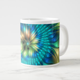 Luminös Fantasy Flower, Colorful Abstrakt Fractal Jumbo Mugg