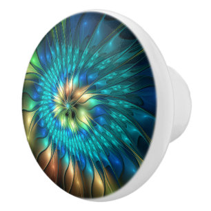Luminös Fantasy Flower, Colorful Abstrakt Fractal Knopp