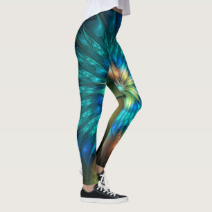 Luminös Fantasy Flower, Colorful Abstrakt Fractal Leggings