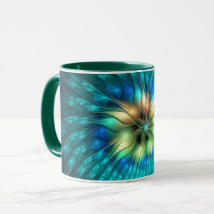Luminös Fantasy Flower, Colorful Abstrakt Fractal Mugg