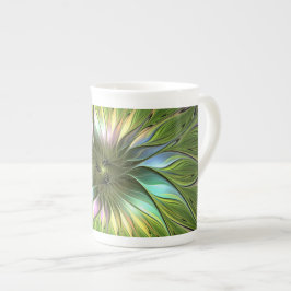 Luminös, färglös Flower Fractal Art Benporslin Mugg