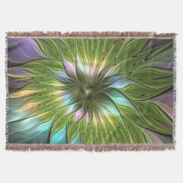 Luminös, färglös Flower Fractal Art Filt