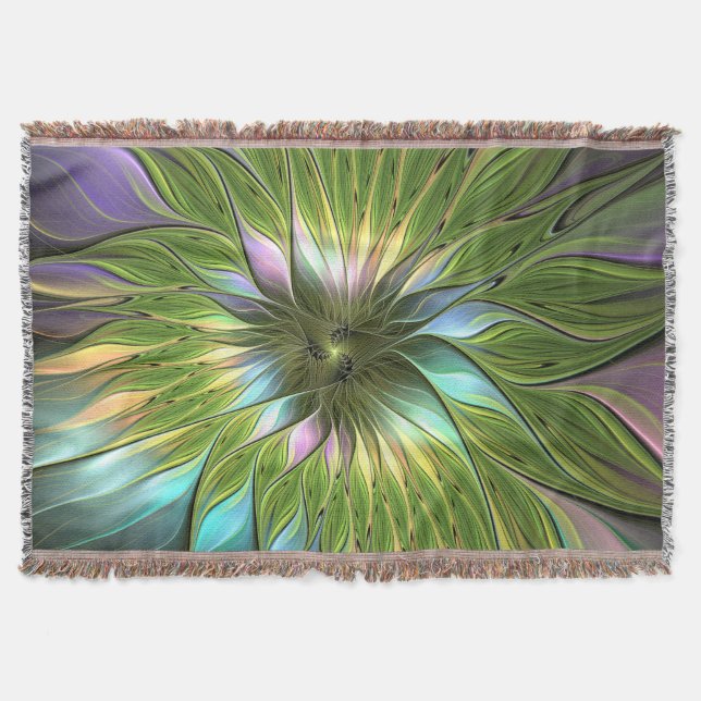 Luminös, färglös Flower Fractal Art Filt (Framsidan)