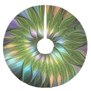 Luminös, färglös Flower Fractal Art Julgransmatta Borstad Polyester