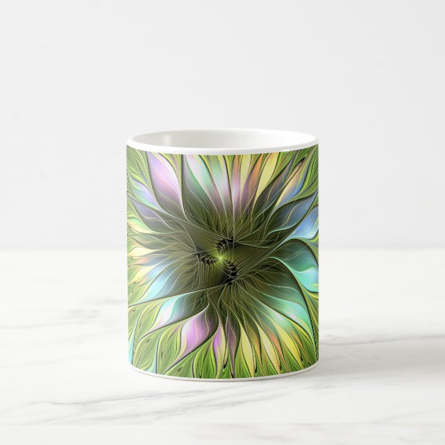 Luminös, färglös Flower Fractal Art Kaffemugg (Center)
