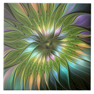 Luminös, färglös Flower Fractal Art Kakelplatta
