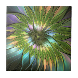 Luminös, färglös Flower Fractal Art Kakelplatta