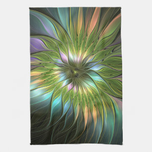 Luminös, färglös Flower Fractal Art Kökshandduk