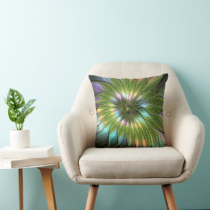 Luminös, färglös Flower Fractal Art Kudde