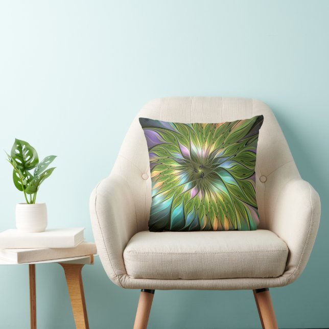 Luminös, färglös Flower Fractal Art Kudde (Stol)