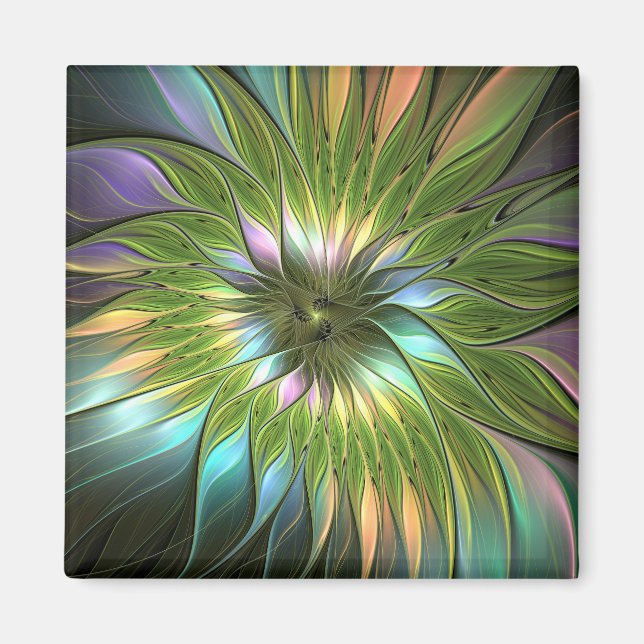 Luminös, färglös Flower Fractal Art Magnet (Framsidan)