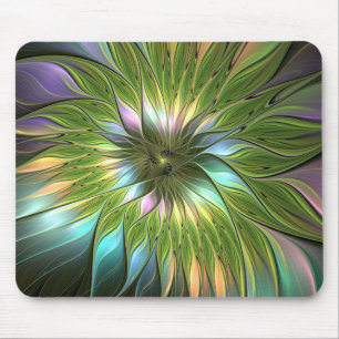 Luminös, färglös Flower Fractal Art Musmatta