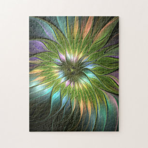 Luminös, färglös Flower Fractal Art Pussel