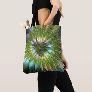 Luminös, färglös Flower Fractal Art Tygkasse
