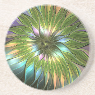 Luminös, färglös Flower Fractal Art Underlägg