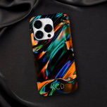 Luminös flytande Metall monokroma med Namn<br><div class="desc">Det här vackra telefonfodralet har en svart bakgrund,  en orange,  en grönt och en blå metall-bakgrund med modern anpassade. Du kan anpassa den med ditt eget namn eller monogram. Den här enheten fodral ger en underbar födelsedagspresent till vem som helst eller till och med en lagerstuffare för helgdagarna.</div>
