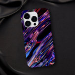 Luminös flytande Metall monokroma med Namn<br><div class="desc">Det här vackra telefonfodralet har en svart,  rosa och blå metall-bakgrund med modern anpassade. Du kan anpassa den med ditt eget namn eller monogram. Den här enheten fodral ger en underbar födelsedagspresent till vem som helst eller till och med en lagerstuffare för helgdagarna.</div>