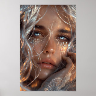 Luminös Frostblick Fantasy Porträtt Poster