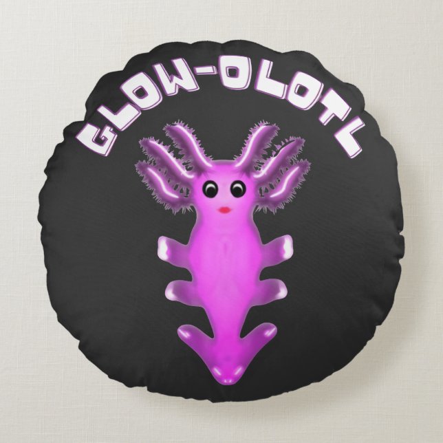 Luminös Galaxy Axolotl Digital konst Rund Kudde (Framsidan)