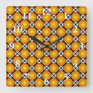Luminös Golden Dots Black White Lattice Mönster Fyrkantig Klocka
