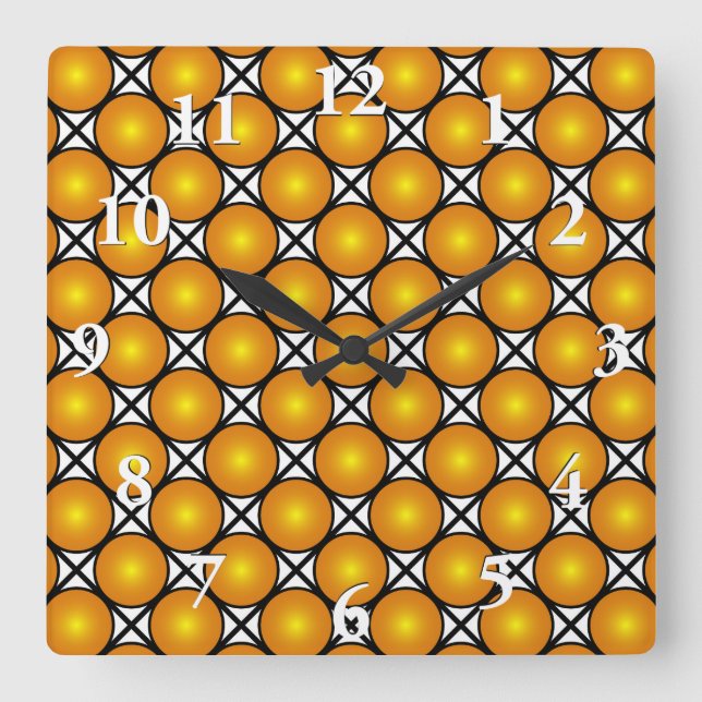 Luminös Golden Dots Black White Lattice Mönster Fyrkantig Klocka (Framsida)