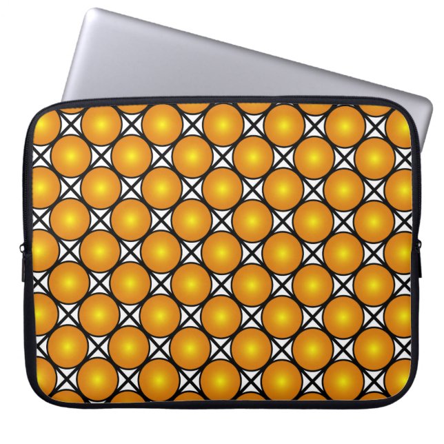 Luminös Golden Dots Black White Lattice Mönster Laptop Fodral (Framsidan)