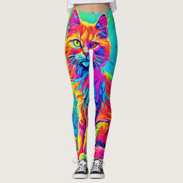 Luminös Kattdjur: Färgnykatt Leggings
