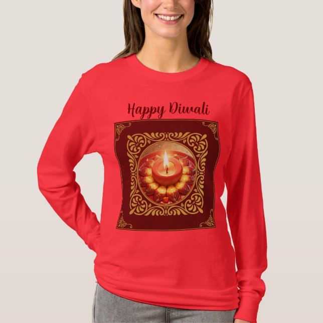 Luminös lampa: Diwali Hälsning T Shirt (Framsida)