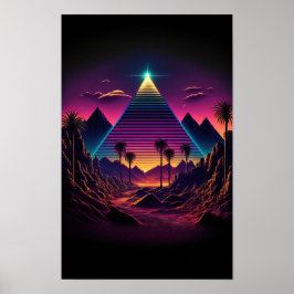 Luminös monolit: En Retrowave Pyramid Poster