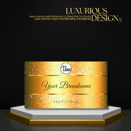 Luminös Orange Guld Sparkly Glitter Initialer Logo Visitkort